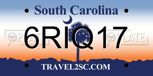 6RIQ17 South Carolina License Plate