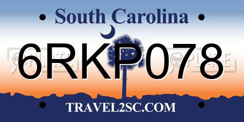 6RKP078 South Carolina License Plate