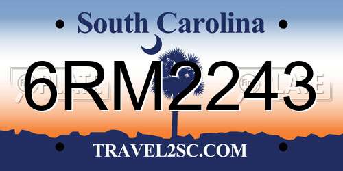 6RM2243 South Carolina License Plate