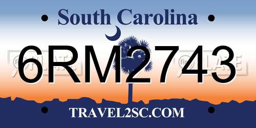 6RM2743 South Carolina License Plate