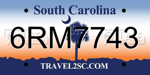 6RM7743 South Carolina License Plate