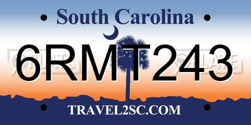 6RMT243 South Carolina License Plate