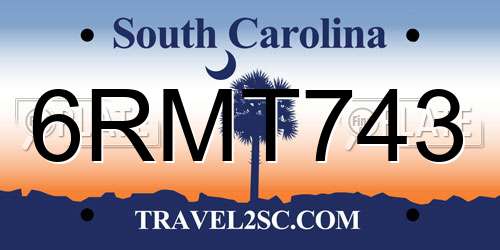 6RMT743 South Carolina License Plate