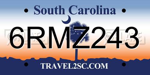 6RMZ243 South Carolina License Plate