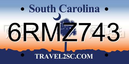 6RMZ743 South Carolina License Plate