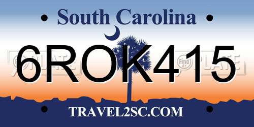 6ROK415 South Carolina License Plate