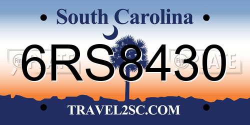 6RS8430 South Carolina License Plate