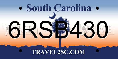6RSB430 South Carolina License Plate