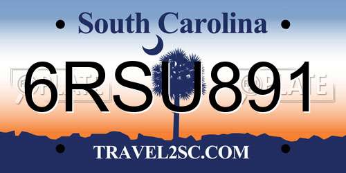 6RSU891 South Carolina License Plate