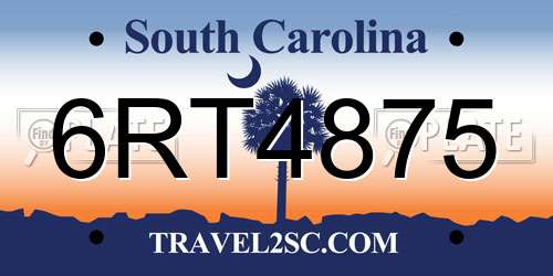 6RT4875 South Carolina License Plate