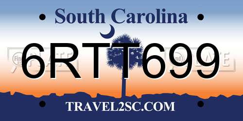 6RTT699 South Carolina License Plate