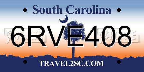 6RVE408 South Carolina License Plate