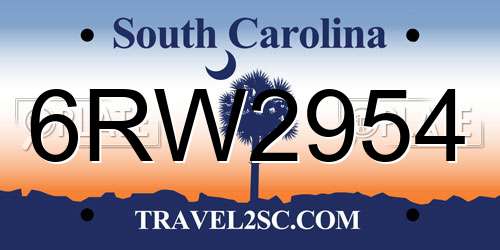 6RW2954 South Carolina License Plate