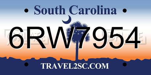6RW7954 South Carolina License Plate