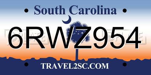 6RWZ954 South Carolina License Plate