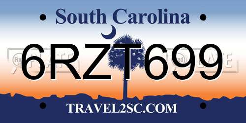 6RZT699 South Carolina License Plate