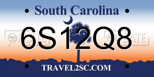 6S12Q8 South Carolina License Plate
