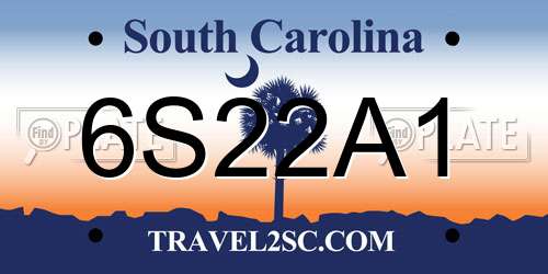6S22A1 South Carolina License Plate