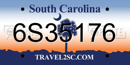 6S35176 South Carolina License Plate