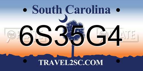 6S35G4 South Carolina License Plate