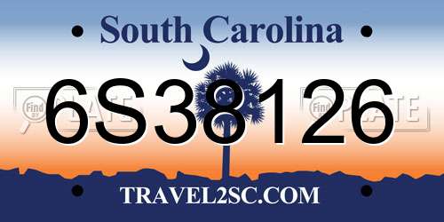 6S38126 South Carolina License Plate