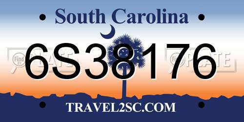 6S38176 South Carolina License Plate