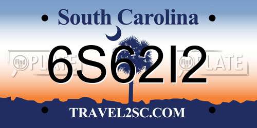 6S62I2 South Carolina License Plate