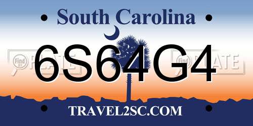 6S64G4 South Carolina License Plate