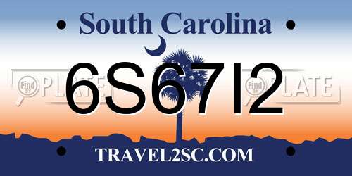 6S67I2 South Carolina License Plate