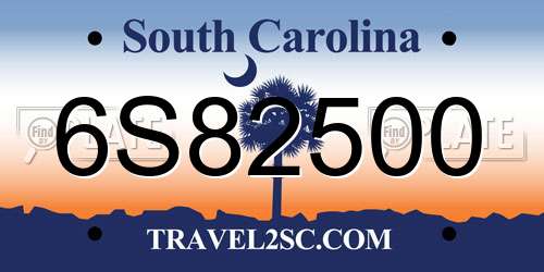 6S82500 South Carolina License Plate