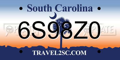6S98Z0 South Carolina License Plate