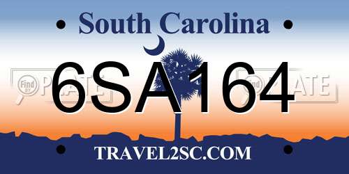 6SA164 South Carolina License Plate