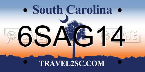 6SAG14 South Carolina License Plate