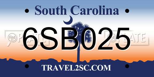 6SB025 South Carolina License Plate