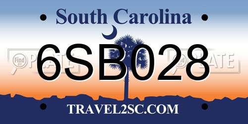 6SB028 South Carolina License Plate