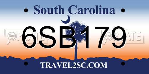 6SB179 South Carolina License Plate