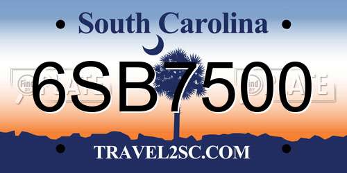 6SB7500 South Carolina License Plate