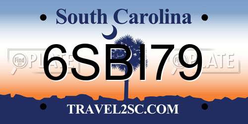 6SBI79 South Carolina License Plate