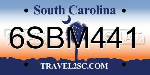 6SBM441 South Carolina License Plate