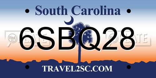 6SBQ28 South Carolina License Plate