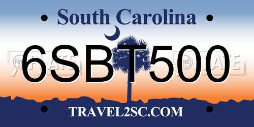 6SBT500 South Carolina License Plate