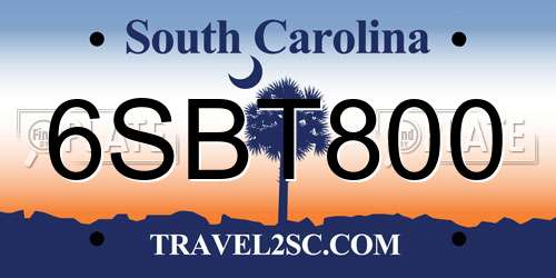 6SBT800 South Carolina License Plate