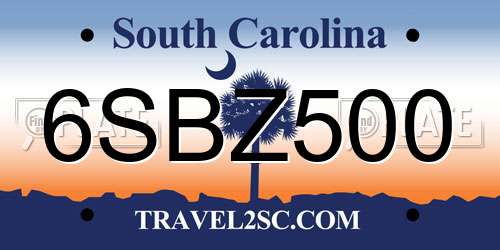 6SBZ500 South Carolina License Plate