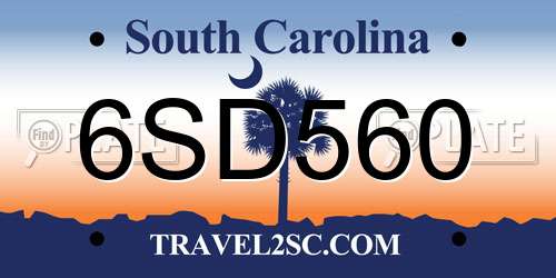 6SD560 South Carolina License Plate