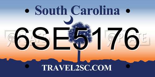 6SE5176 South Carolina License Plate