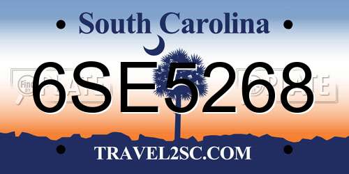 6SE5268 South Carolina License Plate
