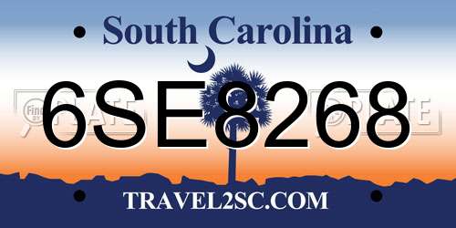 6SE8268 South Carolina License Plate