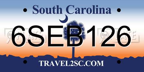 6SEB126 South Carolina License Plate