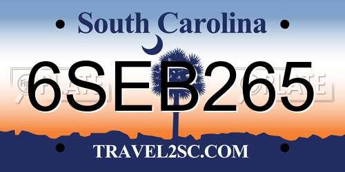 6SEB265 South Carolina License Plate