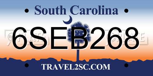 6SEB268 South Carolina License Plate